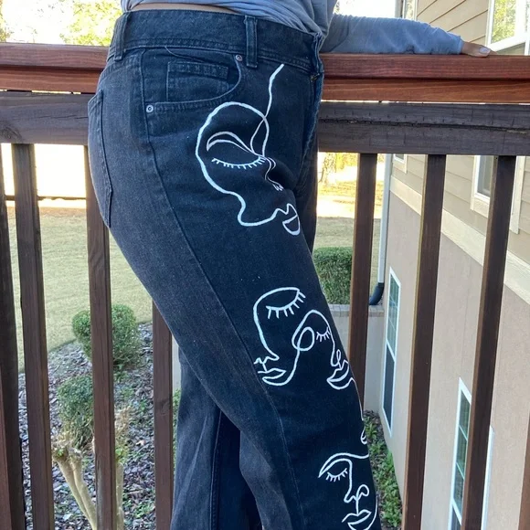 Vintage custom hand painted Lee Rider’s jeans - Picture 2 of 6